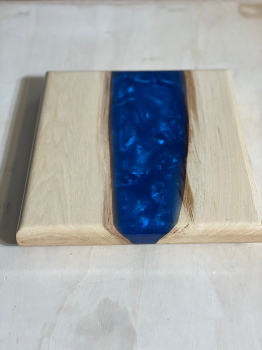 Hickory and Epoxy River serving tray 12x12