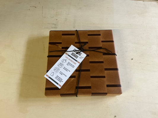 Cherry and Sapele end grain cutting board 8X9